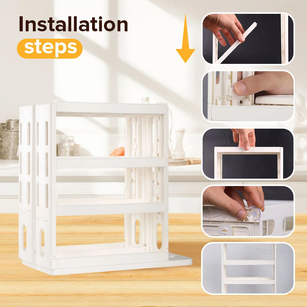 4-Layer Foldable Spice Rack – Space-Saving Kitchen Organizer