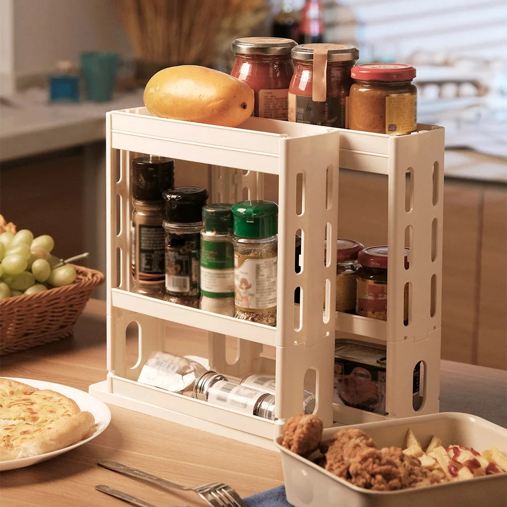 4-Layer Foldable Spice Rack – Space-Saving Kitchen Organizer