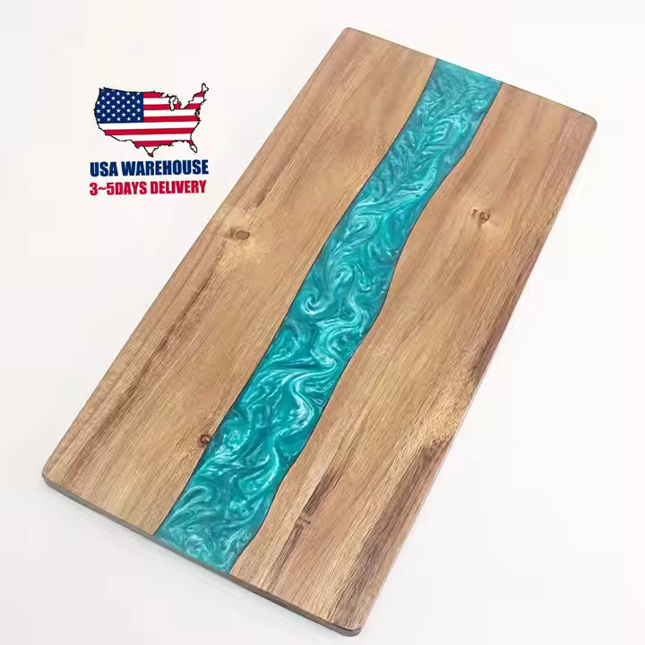 Acacia Wood & Resin Cutting Board – Charcuterie and Kitchen Board, Eco-Friendly, Rectangle