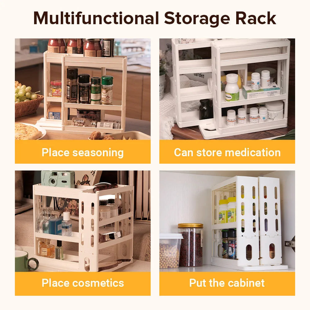 4-Layer Foldable Spice Rack – Space-Saving Kitchen Organizer