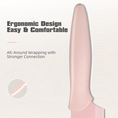 14-Piece Pink Knife Set with Wooden Block